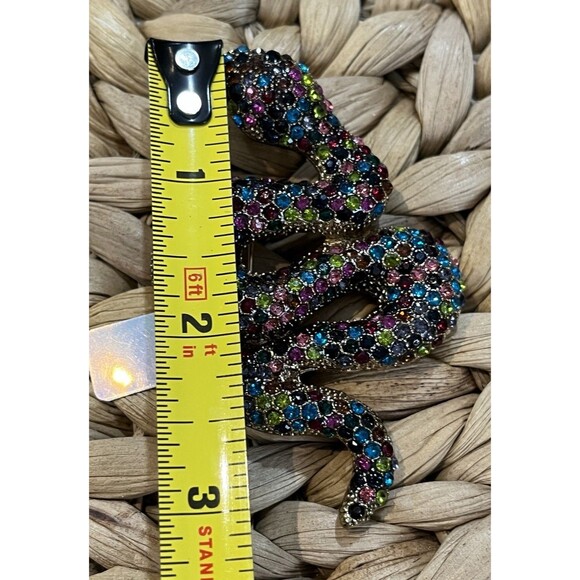 DESIGNER STYLE UNSIGNED HUGE 3.25 INCH SNAKE BROOCH / PENDANT Multicolored - Picture 5 of 6